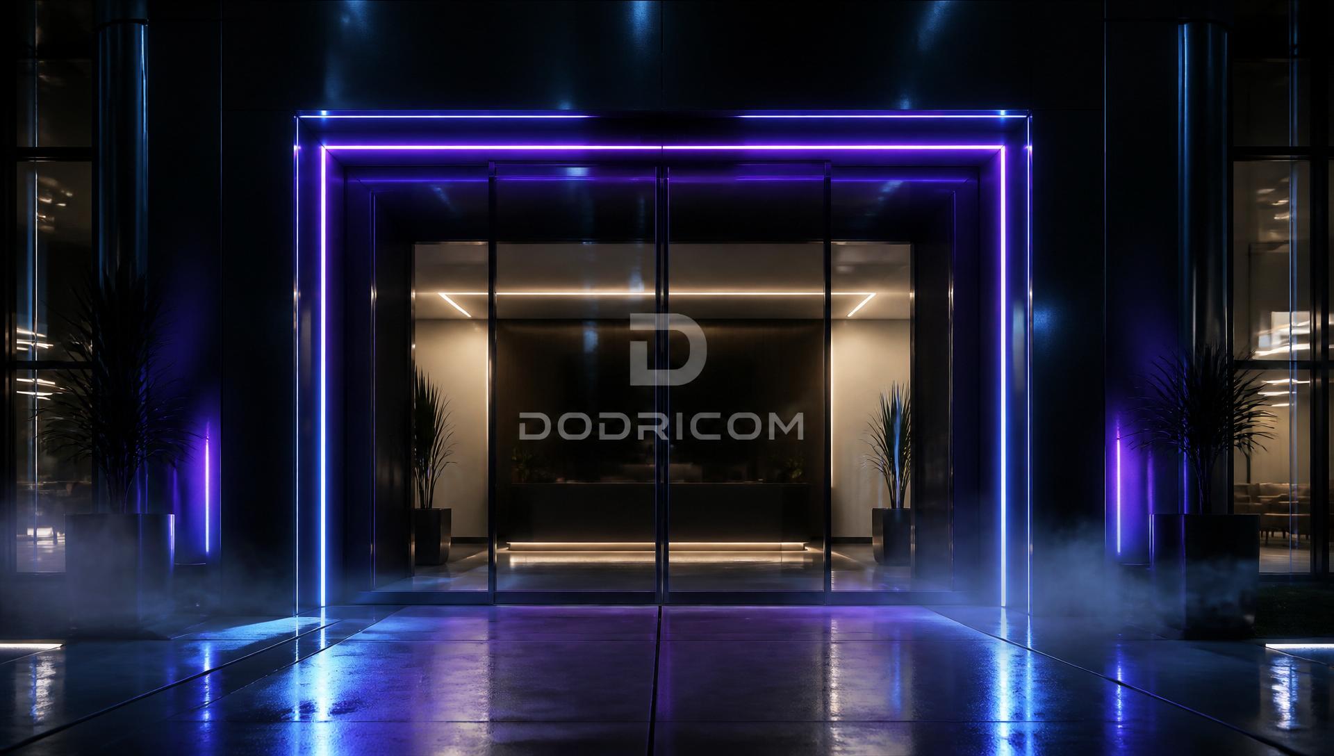 Portes d'entrée en verre du siège DODRICOM